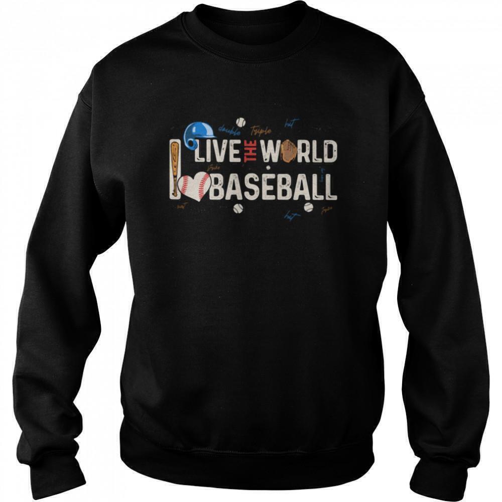 Live The World I Love Baseball Heart Graphic Sweatshirt